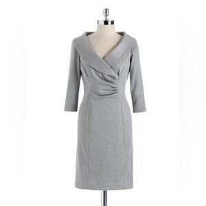 Tahari Silver Metallic 3/4 sleeve cowel neck dress